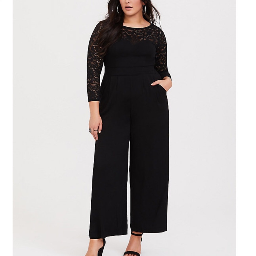 ISO Torrid black lace challis jumpsuit